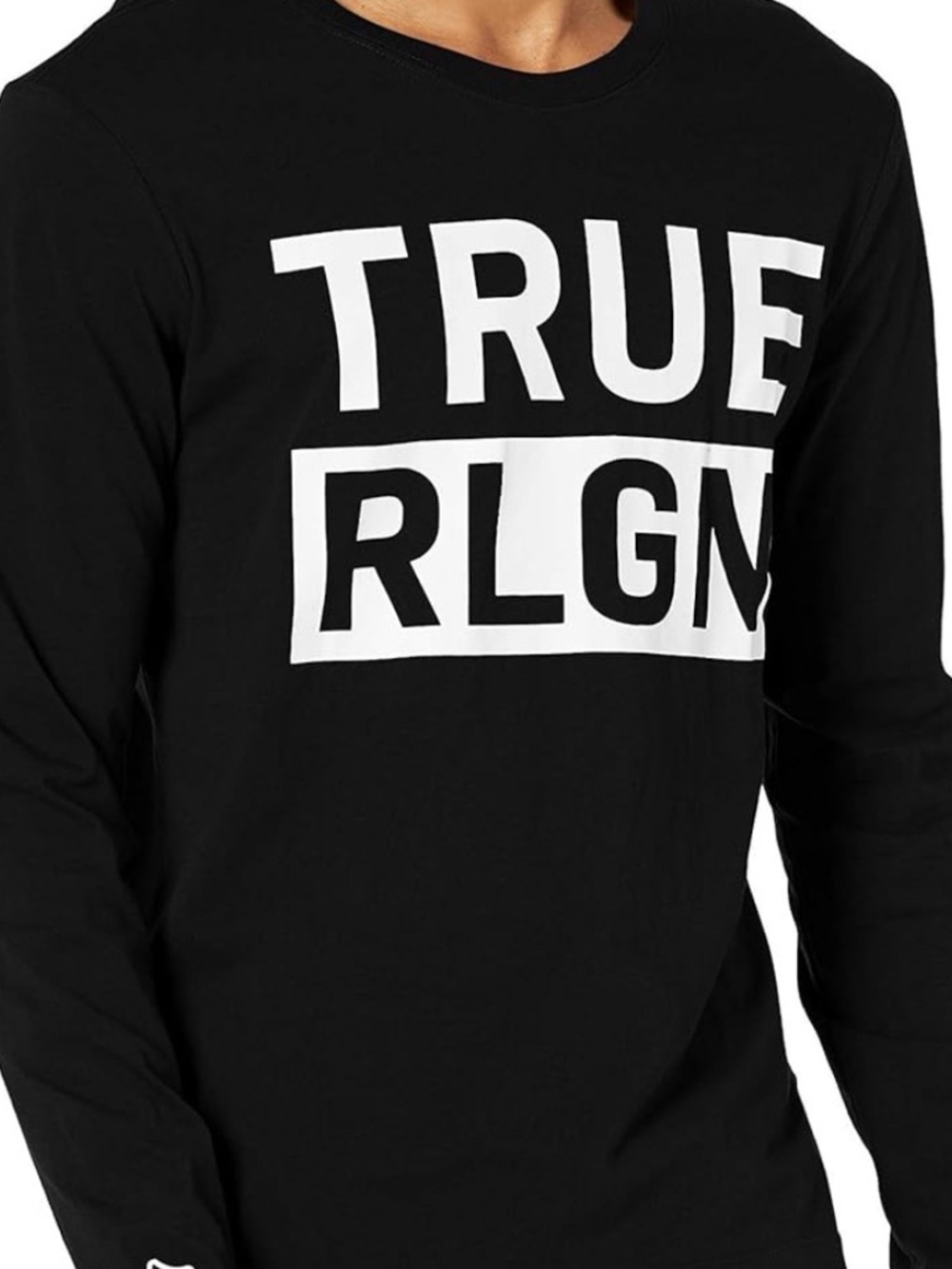 True Religion Black Long Sleeve Crewneck with White Logo